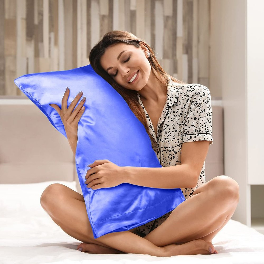 Silky Satin Pillow Cover Solid Pillowcase Set of 2